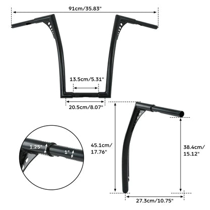 Black 18" Fat 1.25" Handlebar Hanger Bar for Harley Softail FXST
