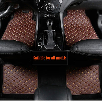 4 x PU Leather Car Floor Mats Black & Beige