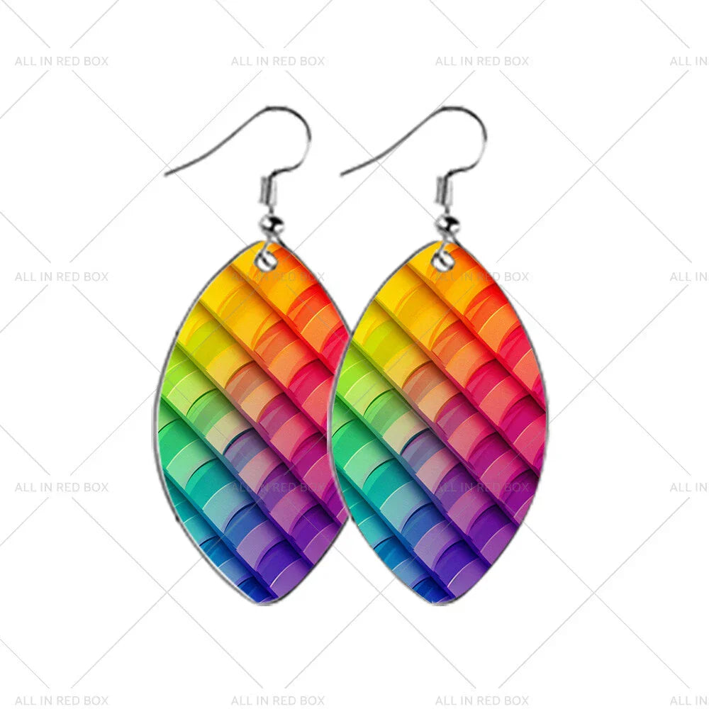 48PCS Double-Sided MDF Rugby Earrings with Hooks & Jump Rings