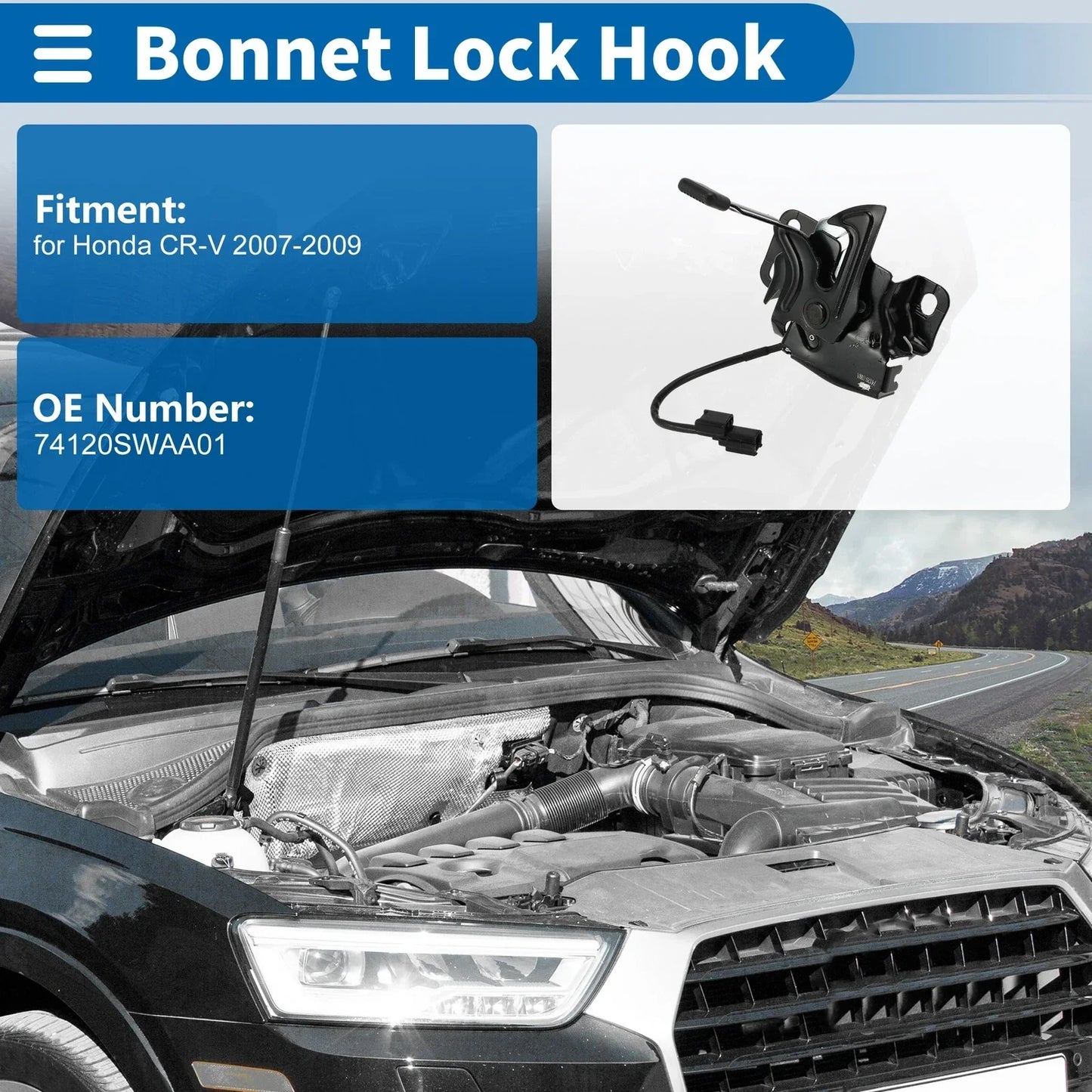 Hood Latch Assembly for Honda CR-V (2007-2009) - 1 x Quality Replacement