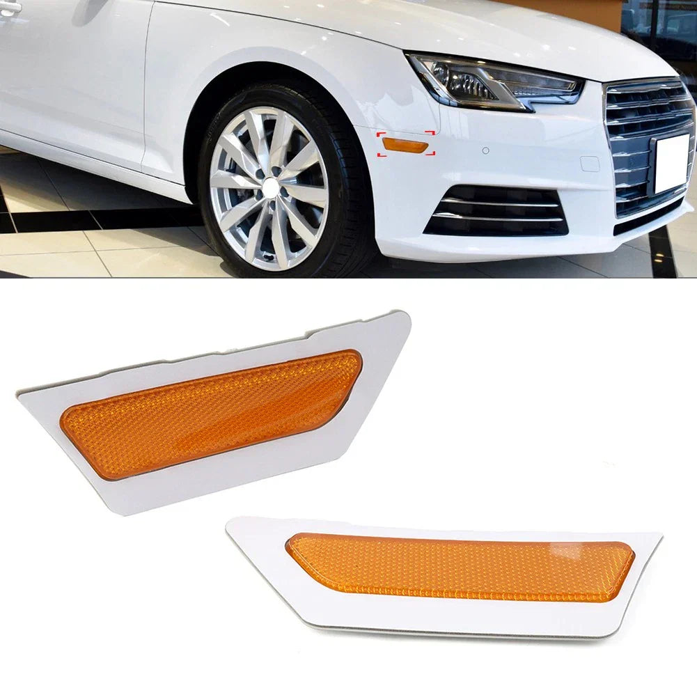Front Bumper Reflector Side Marker Lights  Yellow for Audi A4 (2017-2019)