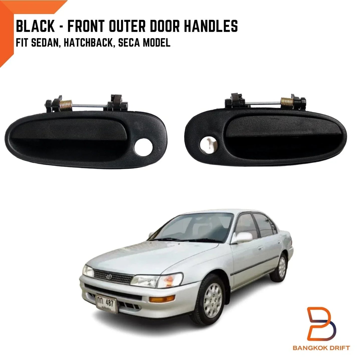 Black Front Outer Door Handles  for Toyota Corolla AE100 AE101 AE102 (92-98)