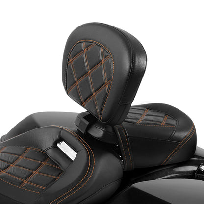 Front Backrest Pad for Harley Road Glide 2009-2023 Black Orange