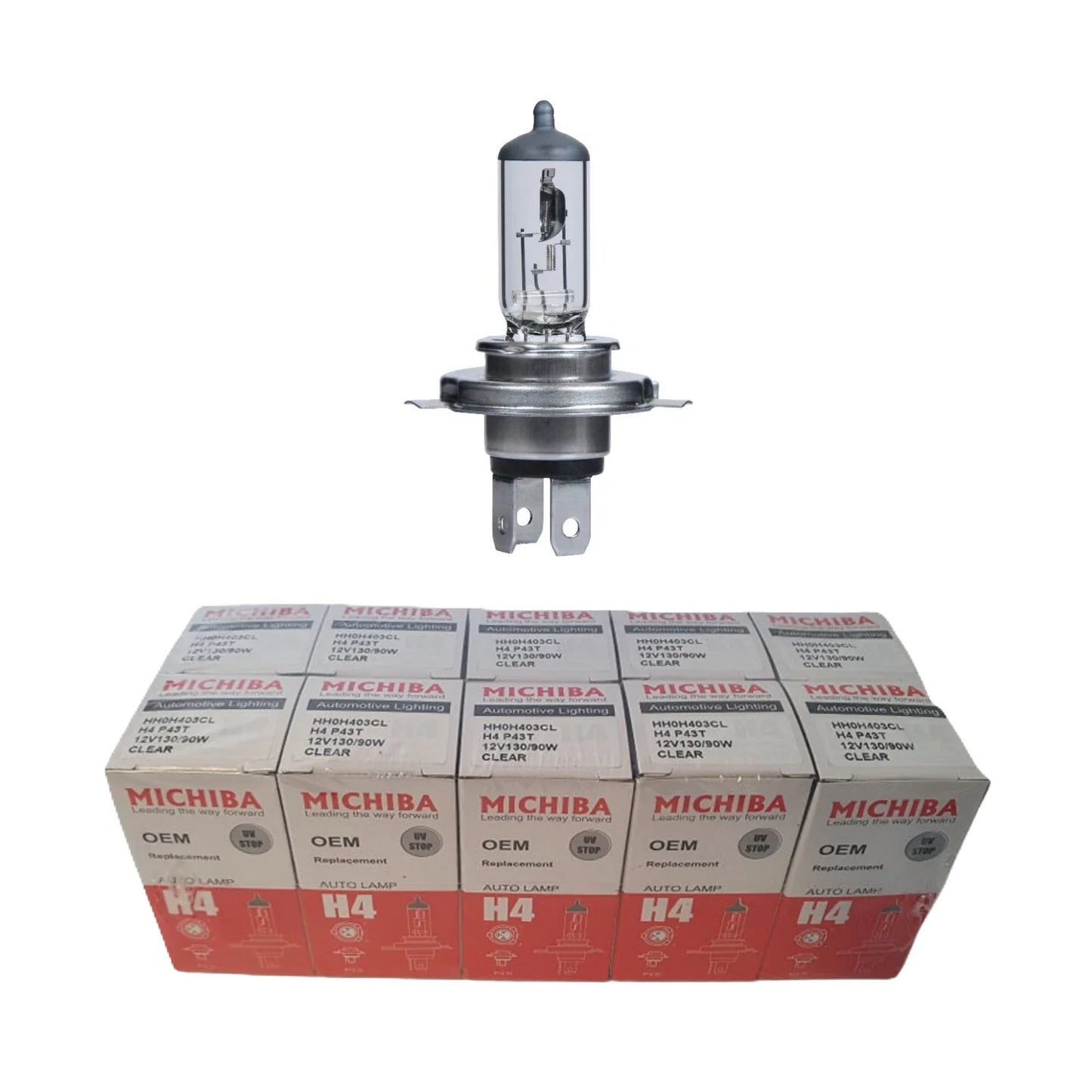 Halogen Headlight Globe Bulb 12V 130/90w Extra Bright Michba 10 x H4 (1990–2024)