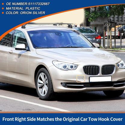 Tow Hook Cover Front Right for BMW 535i Orion Silver