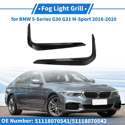 Front Left/Right Bumper Fog Light Covers for BMW 5-Series