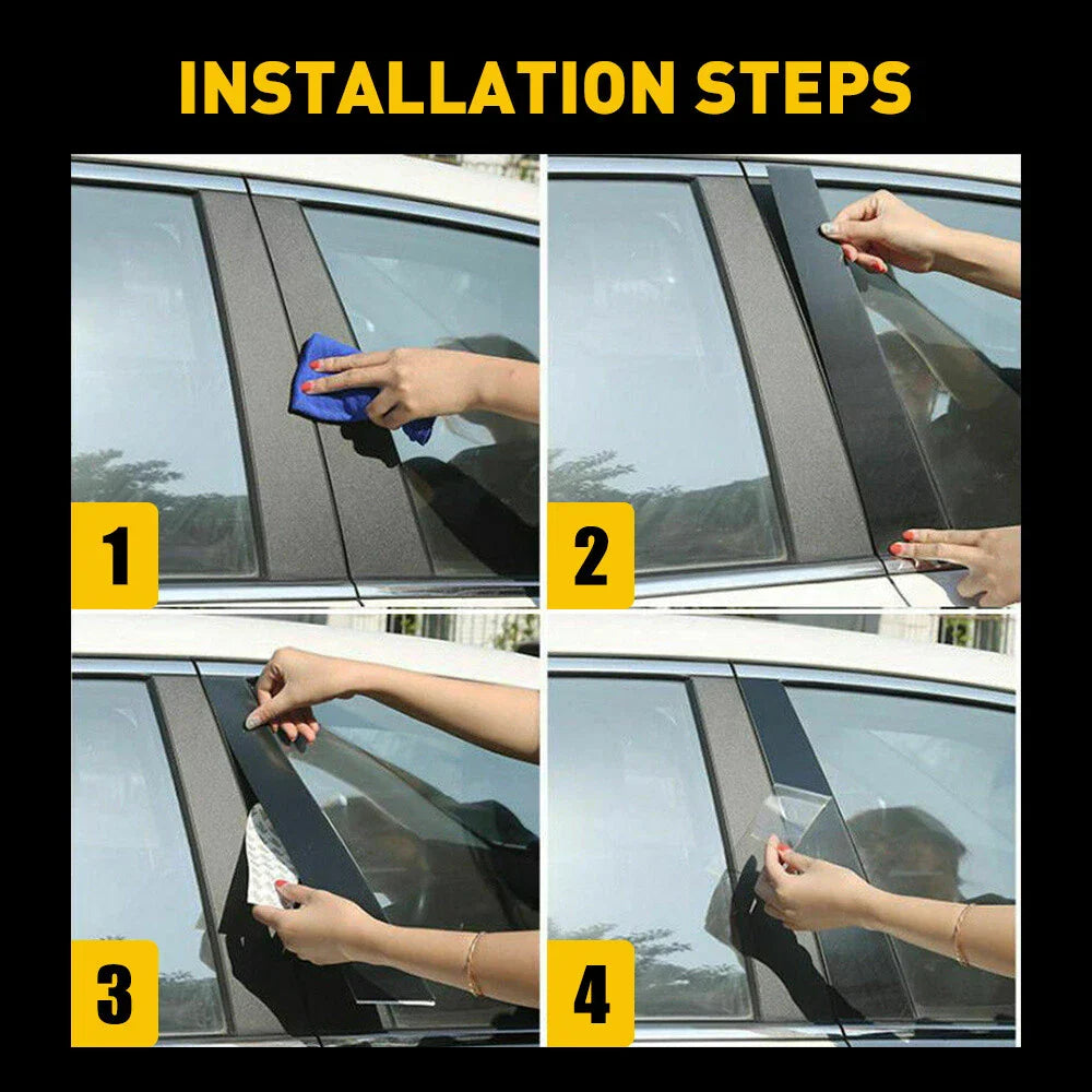 8 Pcs Gloss Black Door Window Pillar Post Covers for Toyota Camry (2018-2021)