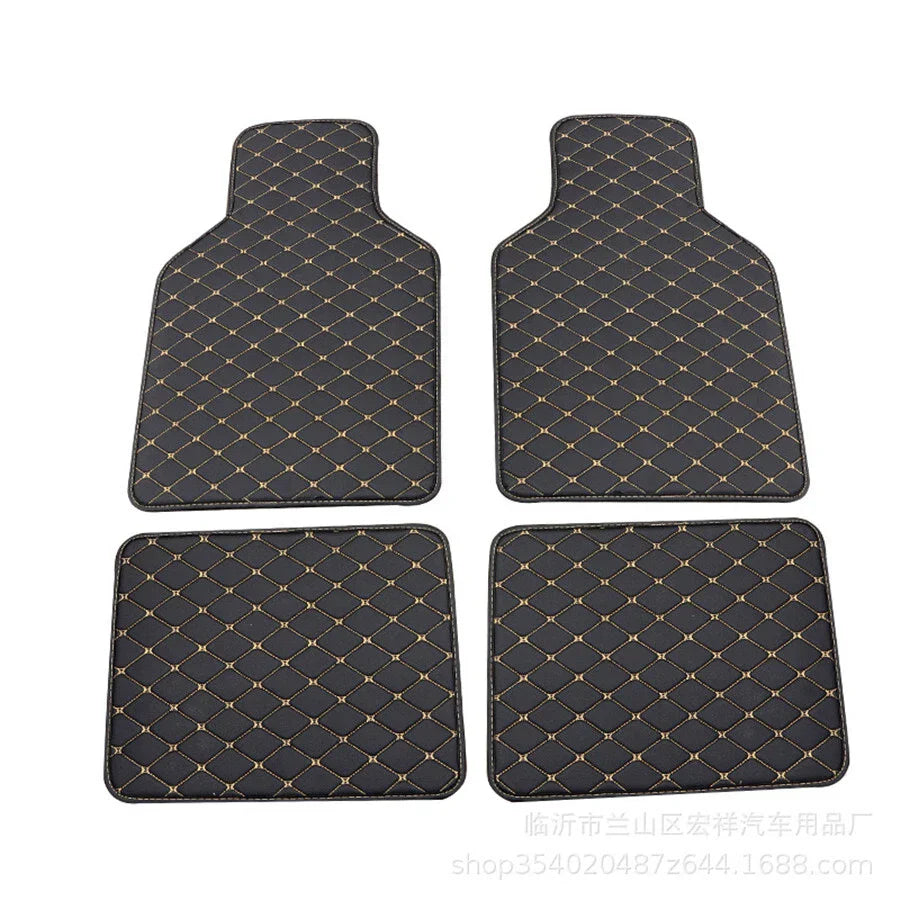 4 x Universal Black PU Leather Car Floor Mats Waterproof for All Models
