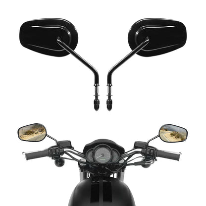 Black Teardrop Rearview Mirrors for Harley Softail Deluxe Fat Boy Dyna FXDL
