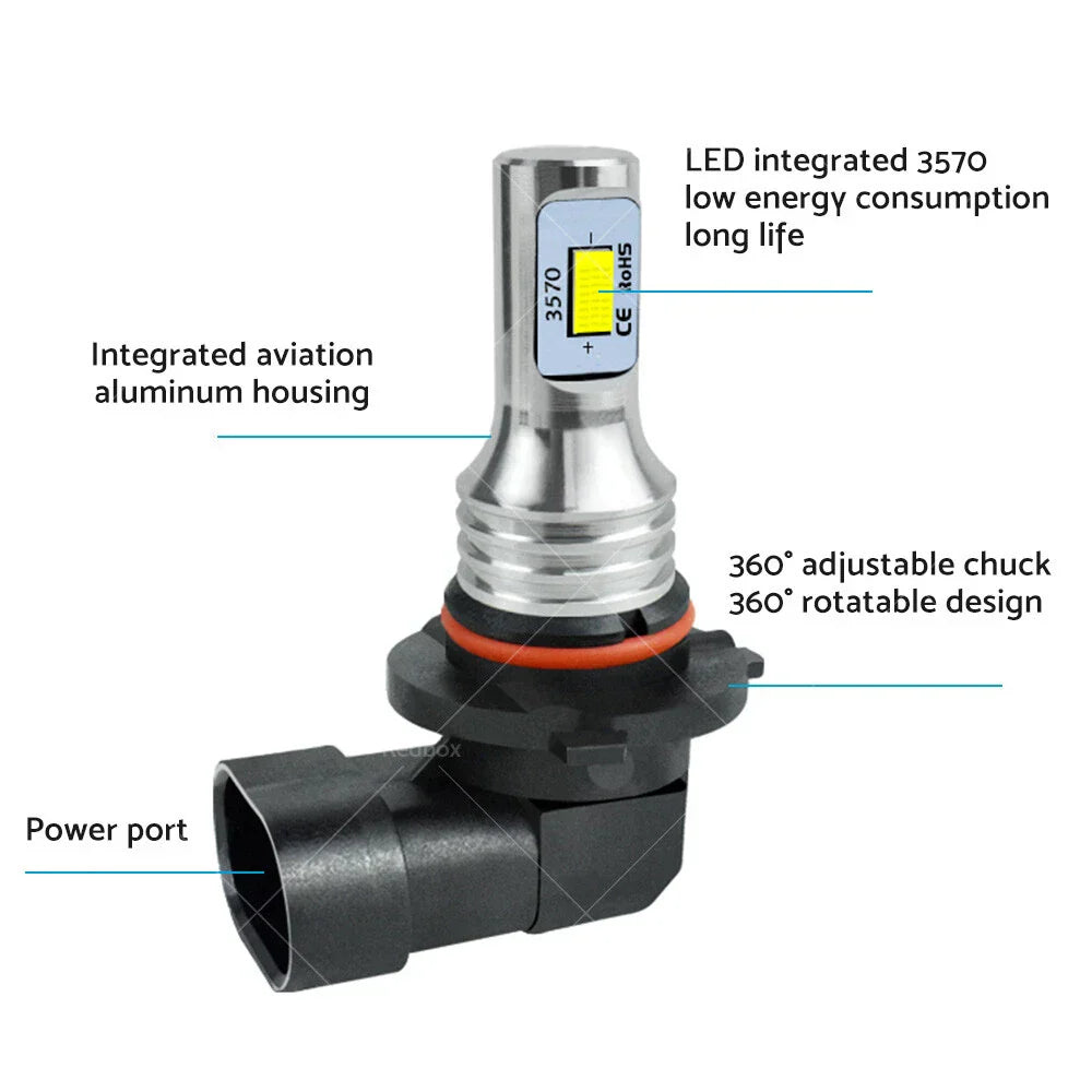 HB3 9005 LED White Headlight Bulbs 60W 12V Xenon 6000K for Car