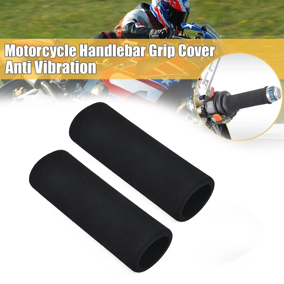 Grips 2 x Anti-Vibration Handle Bar Foam Slip Over Grips for Motorcycle