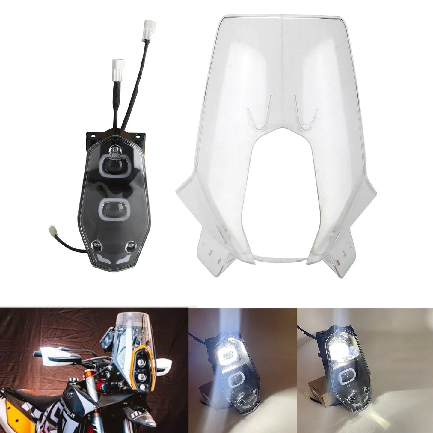 Windshield & LED Headlight for KTM 690 Enduro RALLY EXC BAJA (2019-2023)