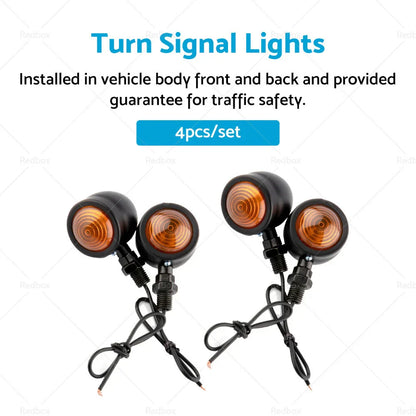 4 x Black Motorcycle Amber Bullet Turn Signal Blinkers for Universal Fit
