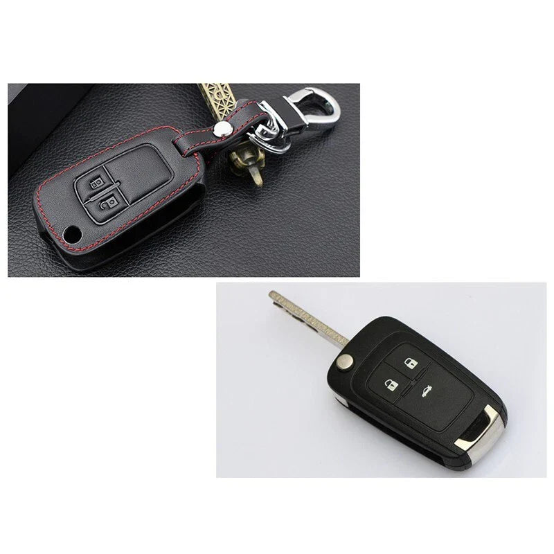 With Buckle Key Case 2-Button Remote Leather Alloy for Corsa D Zafira(2006–14)