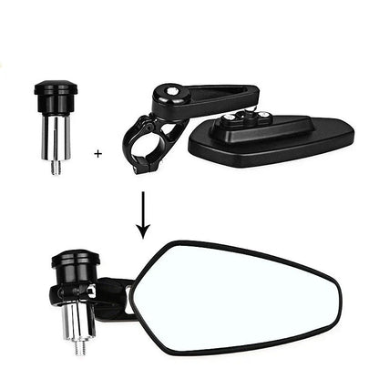 Black 7/8" Bar End Rear Side View Mirrors for Universal Motorcycle Cafe Racer