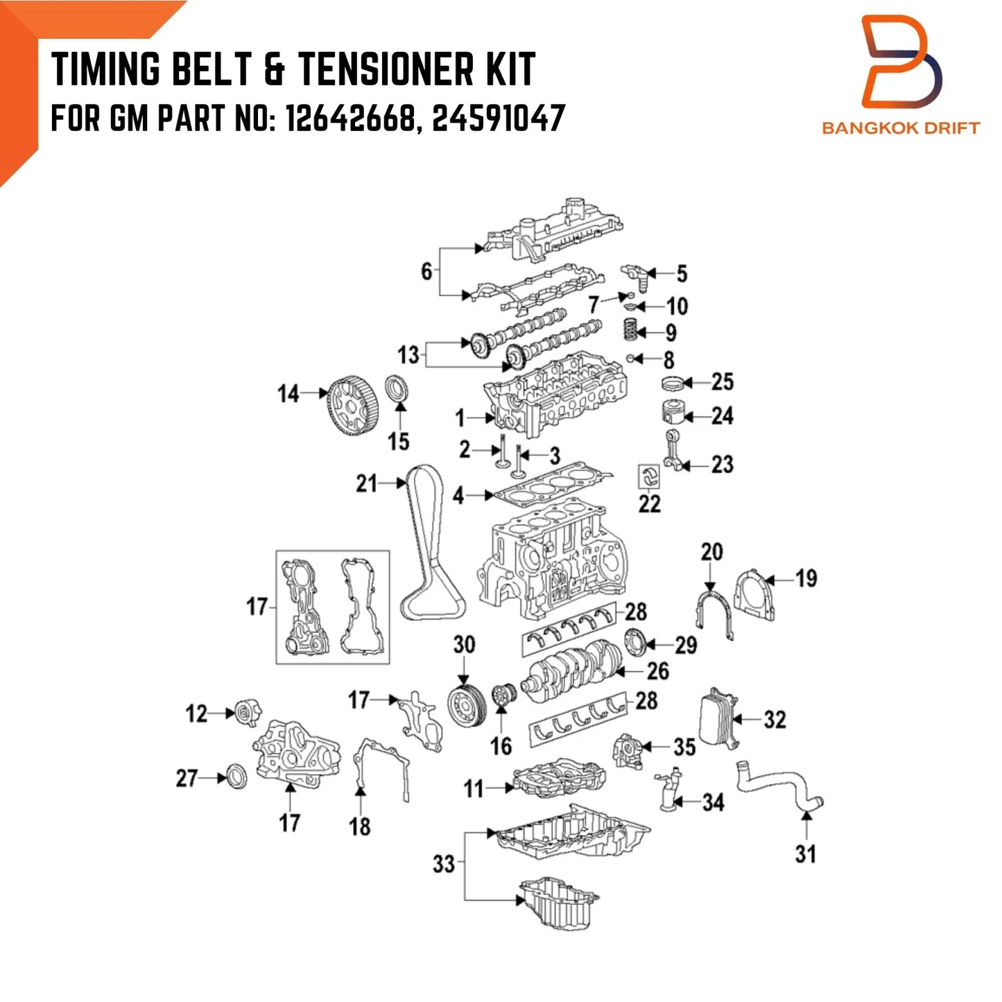 Timing Belt for Holden Colorado Trailblazer Diesel 2.5L 2.8L (16-23)