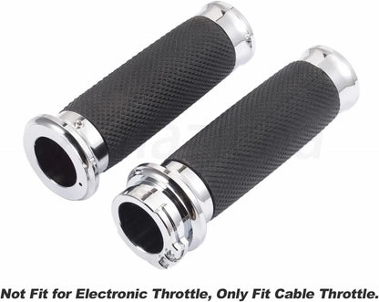 Chrome 1" Handlebar Grips for Harley Touring Sportster 883 1200 (2004-2023)
