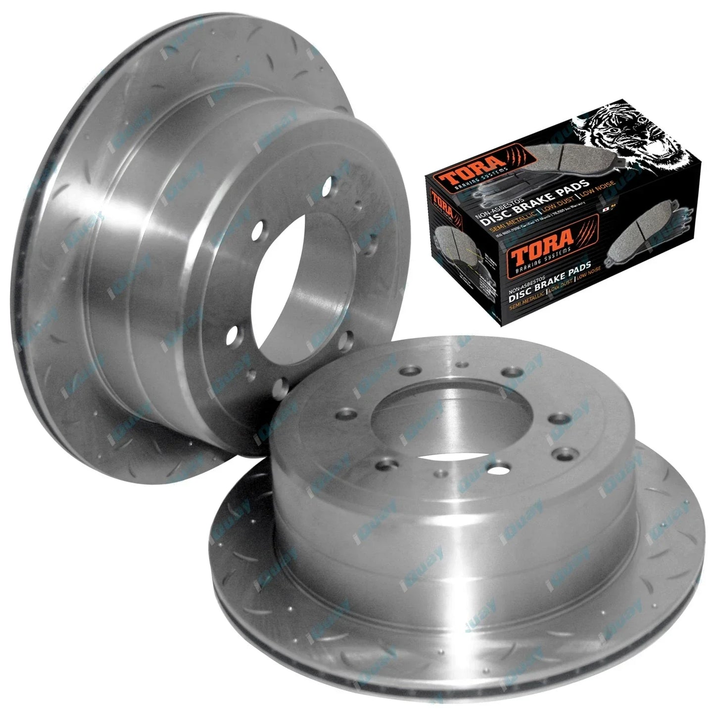 Rear Drilled Slotted Rotors + Brake Pads for Landcruiser 80 Series 1990~8/1992
