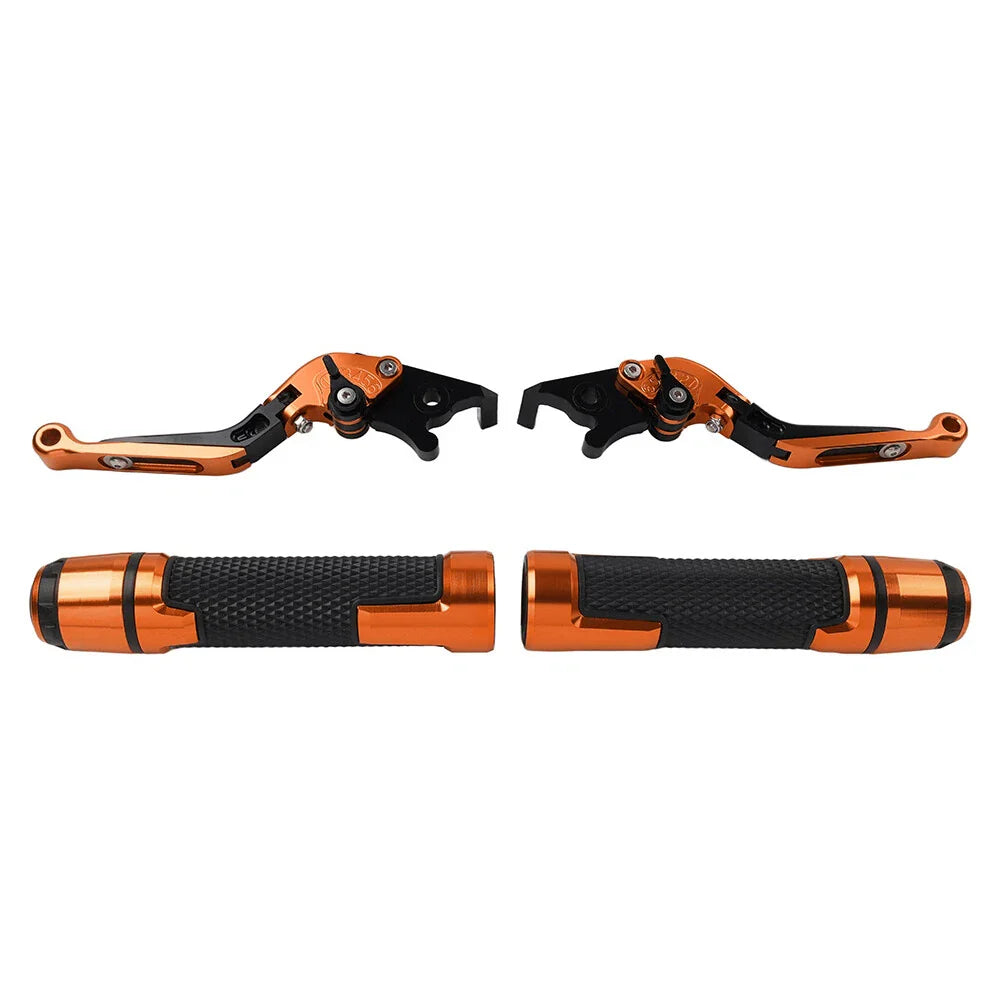 Orange Extendable Brake Clutch Levers & Handlebar Grips for BMW R1200GS (2004-2012)