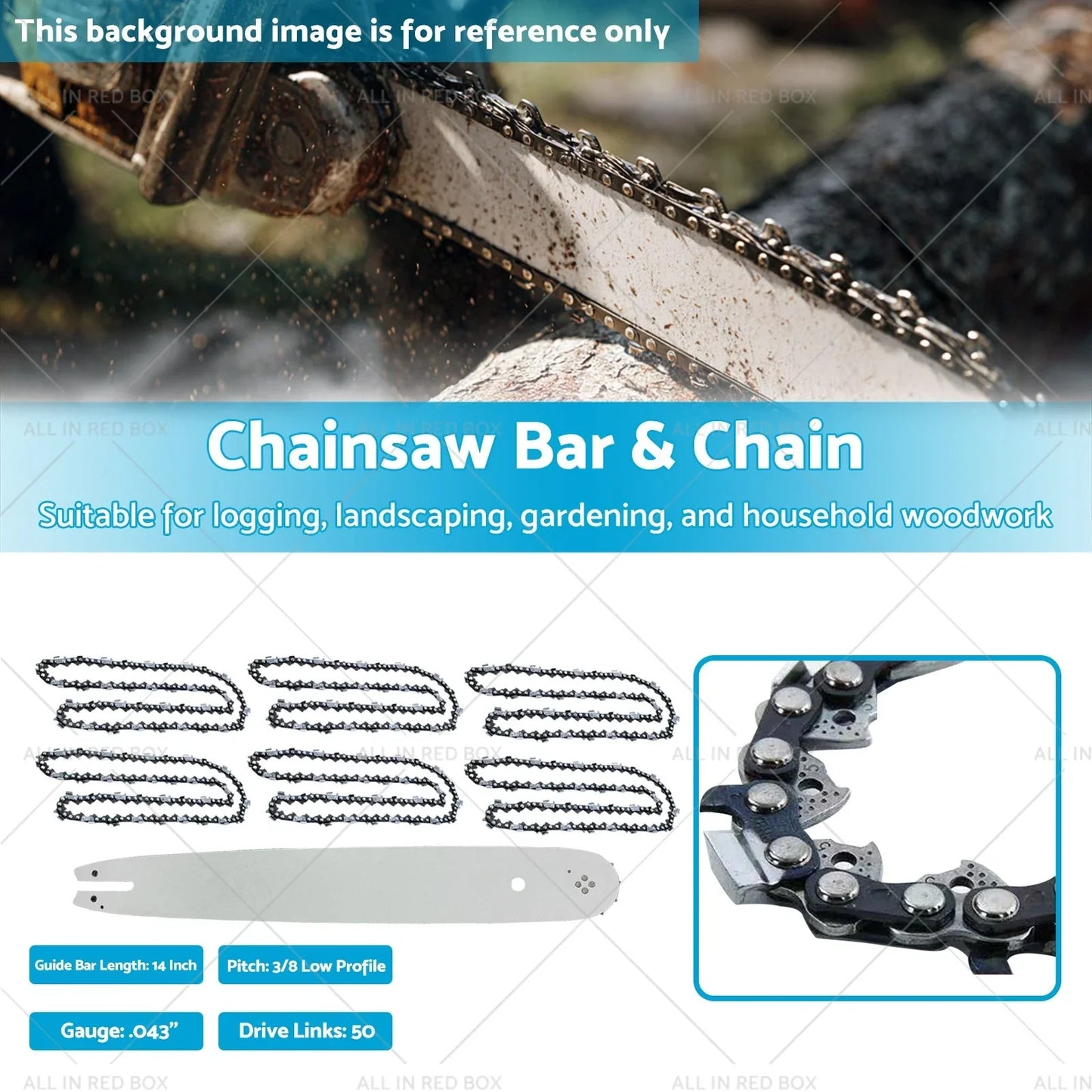 14'' Chainsaw Chain & Guide Bar 3/8LP .043 50DL for MS170 MS171 MS200 (2002-2018)
