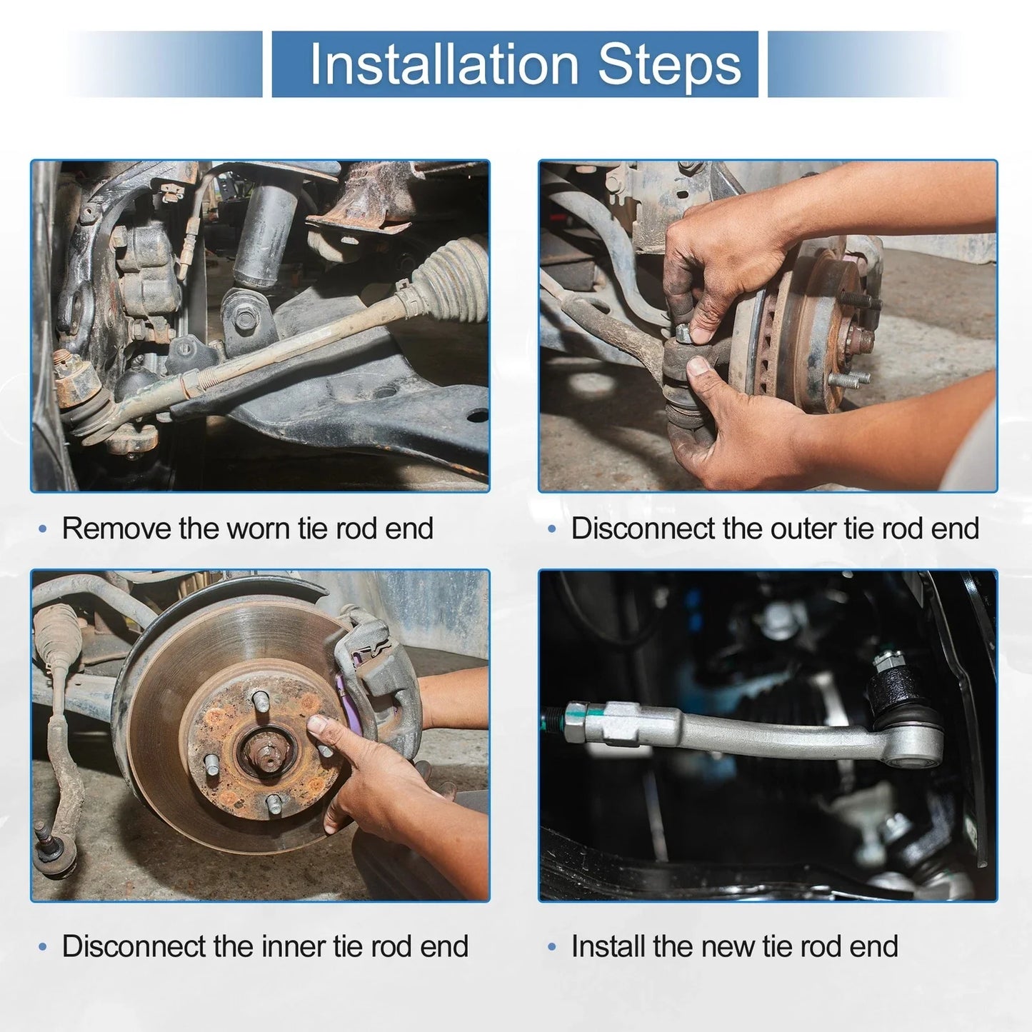 2 x Front Inner Tie Rod End Links for Chevrolet Equinox (2010-2017)