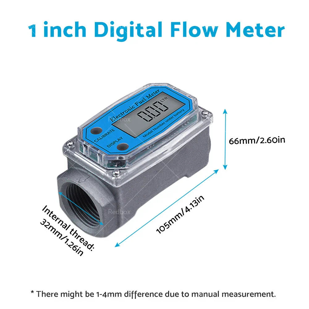 Digital Diesel Water Fuel Flow Meter Oval Gear Gauge 1/1.5/2" for Turbine