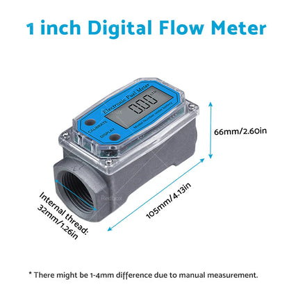 Digital Diesel Water Fuel Flow Meter Oval Gear Gauge 1/1.5/2" for Turbine