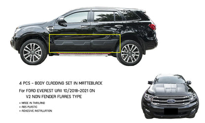 4 x Matte Black Body Cladding for Ford Everest UAII (2018-2021)