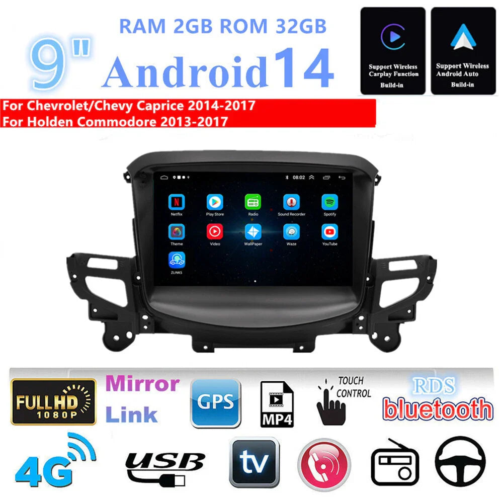 9'' Carplay Head Unit  32GB Navigation Wifi for Holden Commodore (2013-2017)
