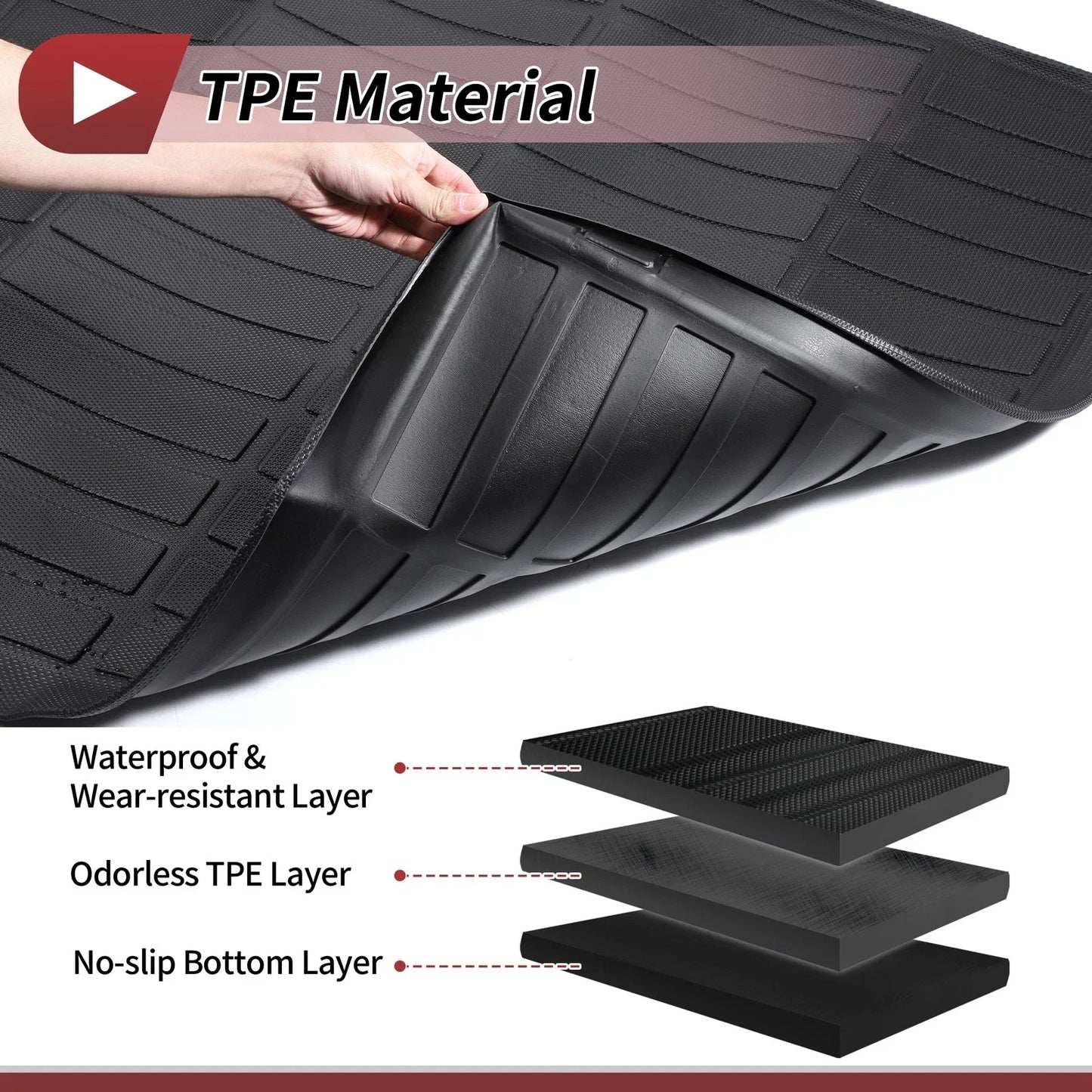 Cargo Liner Rear Trunk Mat for Chevy Malibu 2016-2025 Long Grid Pattern
