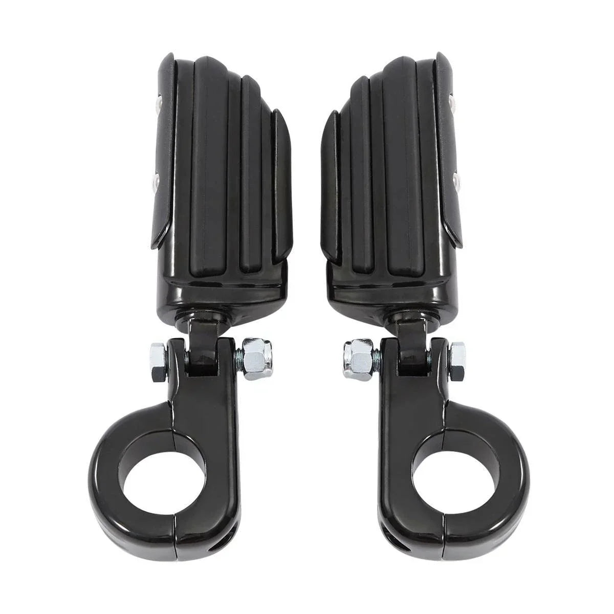 1 1/4" Black Highway Engine Guard Footpeg Mount Clamps for Harley