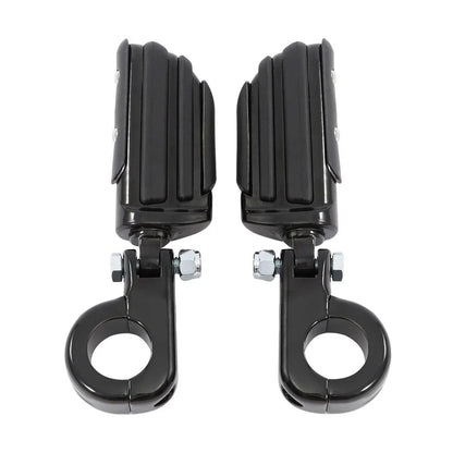 1 1/4" Black Highway Engine Guard Footpeg Mount Clamps for Harley