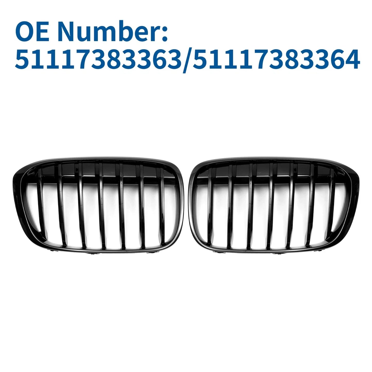 Pair Front Upper Bumper Grille for BMW X1 F48 (2016 - 2022)