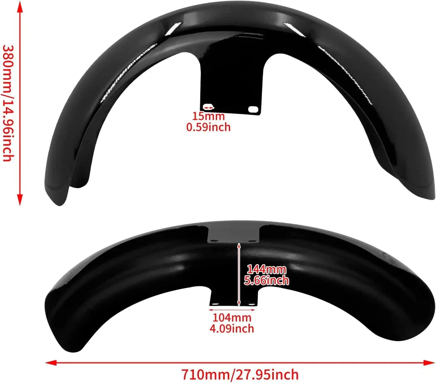 19" Gloss Black Front Fender for Harley Touring Electra Street Tri Glide (2009-2023)