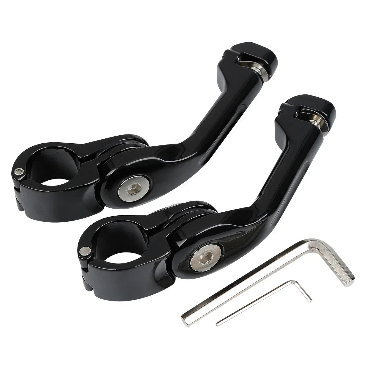 1 x Black 1-1/4" Long Angled Adjustable Highway Foot Pegs for Harley Dyna