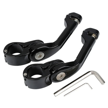 1 x Black 1-1/4" Long Angled Adjustable Highway Foot Pegs for Harley Dyna
