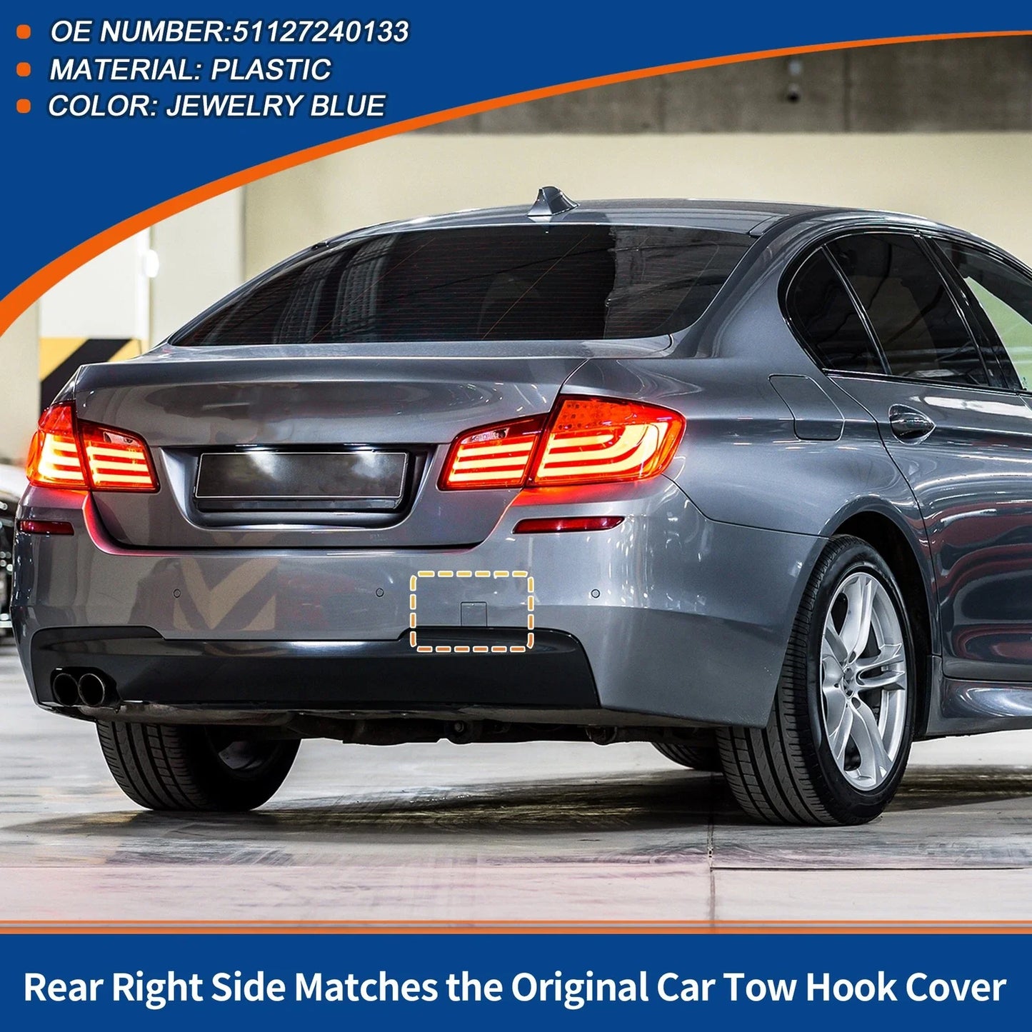 Tow Hook Cover for BMW 5 Series F10 Blue (2010 - 2017)