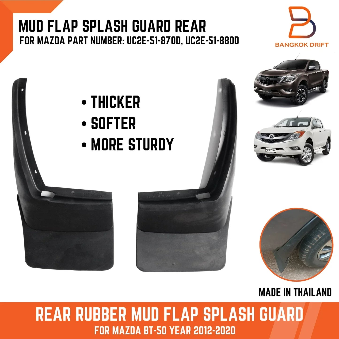 Rear Mud Flaps for Mazda BT-50 Hi-Rider 4x4 (2012-2020)