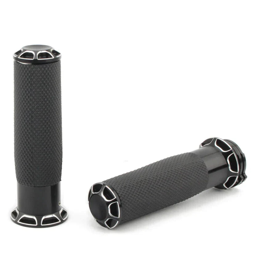 Black 1" Motorcycle Handle Bar Hand Grips for Harley Bobber Chopper Cruiser