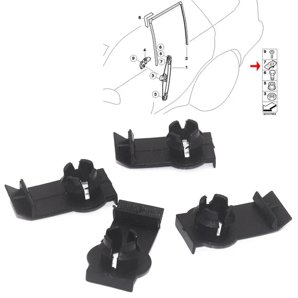 4 x Front Window Regulator Clips for BMW X5 (2000-2006)