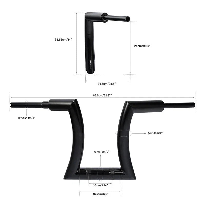 Rise 14" 16" 18" 20" Hanger Handlebar for Harley Sportster Black