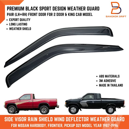 Front Door Rain Wind Deflector Weather Shield for Nissan Navara D21 (1997-2001)