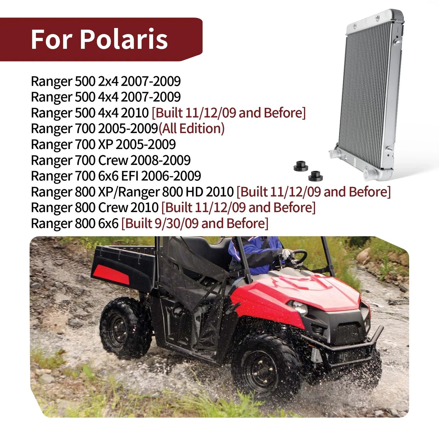 Aluminium Radiator for Polaris Ranger 500 EFI (2005–2009)