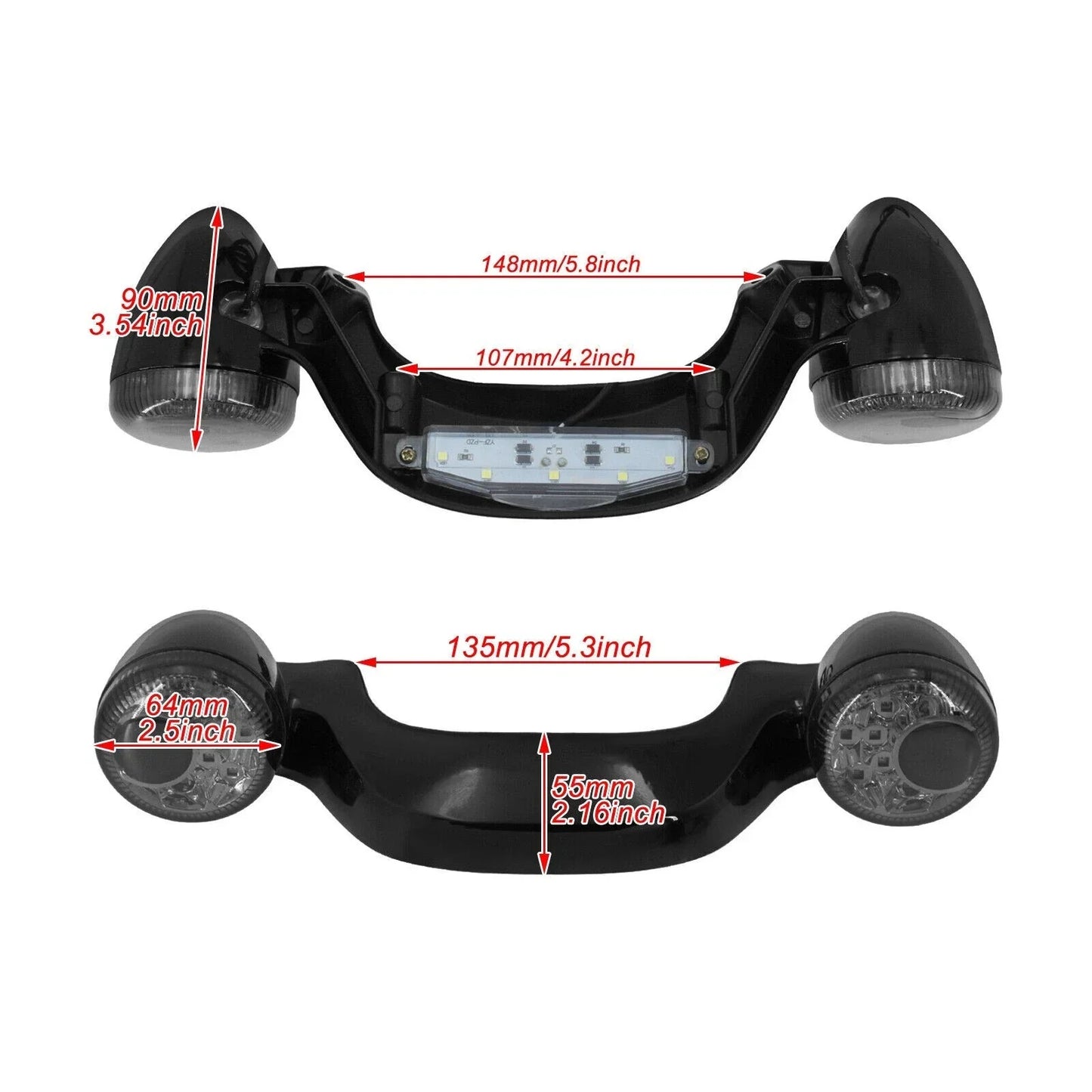 Gloss Black Rear Turn Signal Brake Light Bar for Harley Touring Glide (10-22)