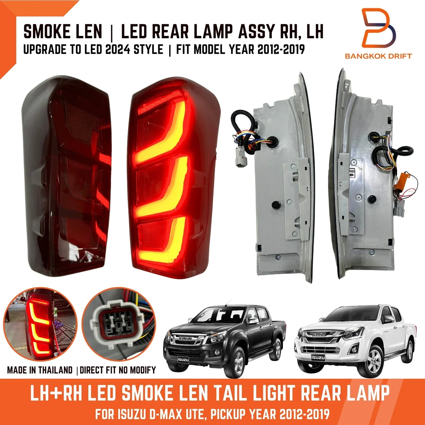 2024 Smoke LED Tail Lamp Light for Isuzu D-Max Ute (2012-2019)