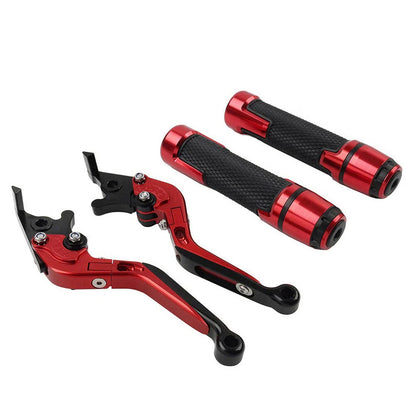 Red Extendable Brake Clutch Levers & Handlebar Grips for Kawasaki Z900RS (2018-2023)