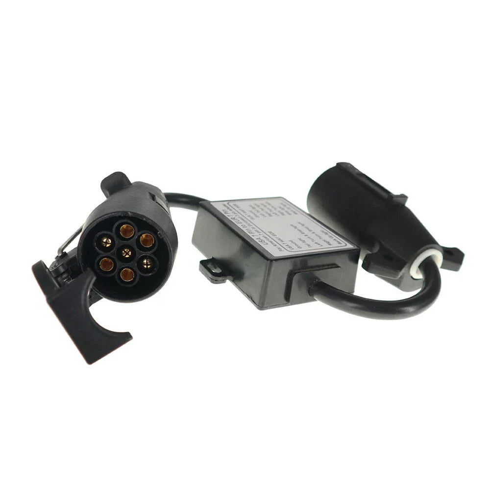 7-Way Blade to 7-Pin Round Trailer Light Converter for USA to EU