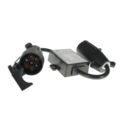 7-Way Blade to 7-Pin Round Trailer Light Converter for USA to EU