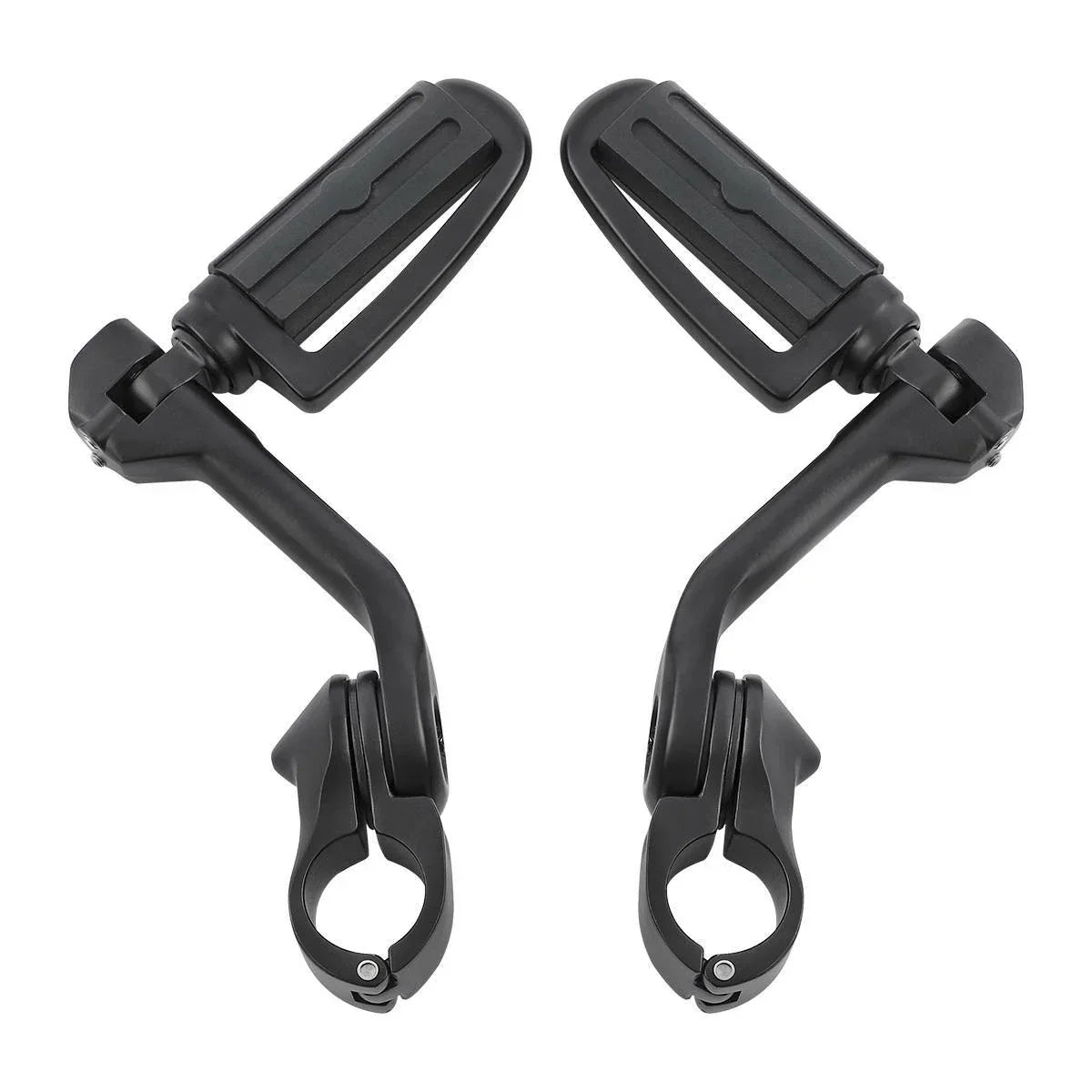 1 1/4 in Highway Bar Footpegs Long Angled Mount Kit for Motorcycle Matte Black
