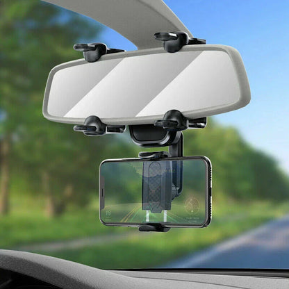 360° Car Rearview Mirror Phone Holder for iPhone 13, GPS, Adjustable